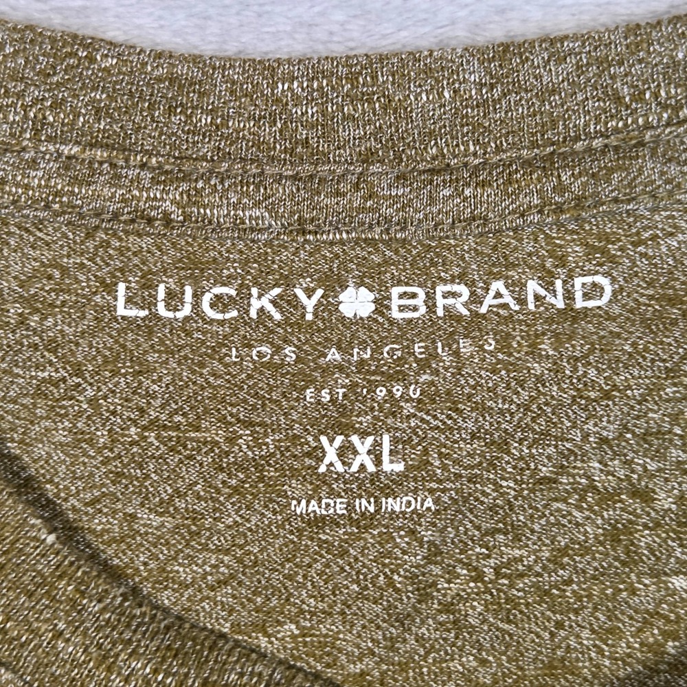 Lucky Brand Mens XXL Heathered Olive Green Long Sleeve Henley Shirt Cotton Blend - Picture 4 of 7